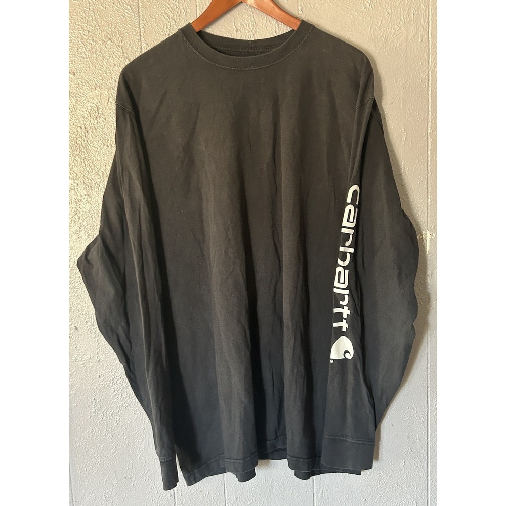Men's Carhartt Black white Logo Long Sleeve Original Fit Size XL Tall Durable